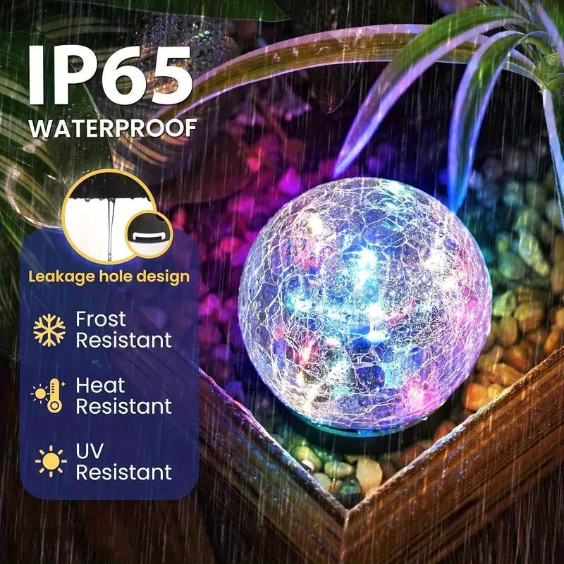 Solar Powered Outdoor Shatterproof High-quality Glass Ball Light With Ground Stakes. Automatic On Off Sensor. Warm, Soft Light Illuminates Patios, Terraces, And Lawns. Suitable For Weddings And Hallow