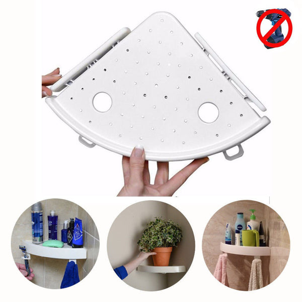 Bathroom Corner Shelf Organizer With Hooks, Easy To Install