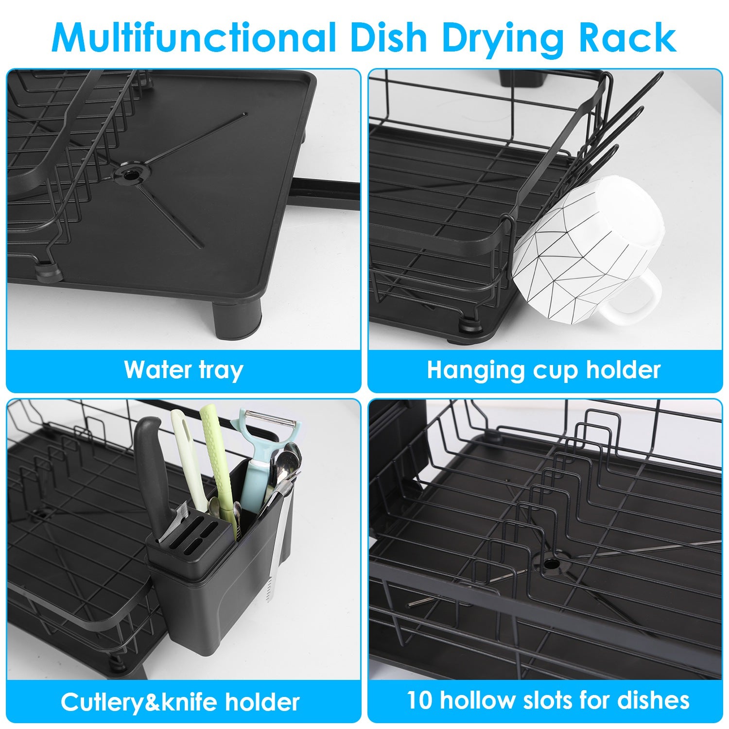 1Pc Dish Drying Rack Drain Board Utensil Holder Organizer Drainer Tableware Organizer Kitchen Countertop Storage Shelf