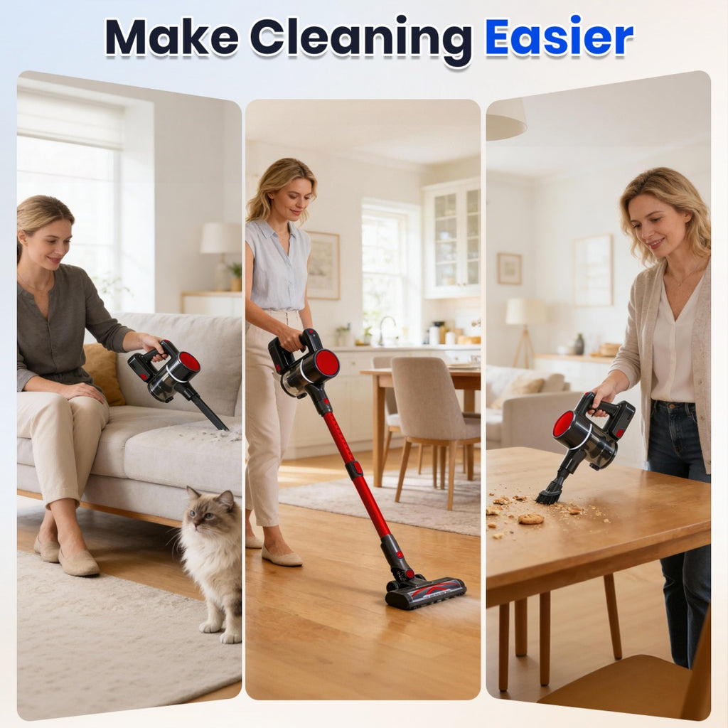Cordless Vacuum Cleaner, Lightweight Stick Vacuum Household Anti-tangling And LED Light, Powerful Rechargeable Wireless Vacuum Cleaner