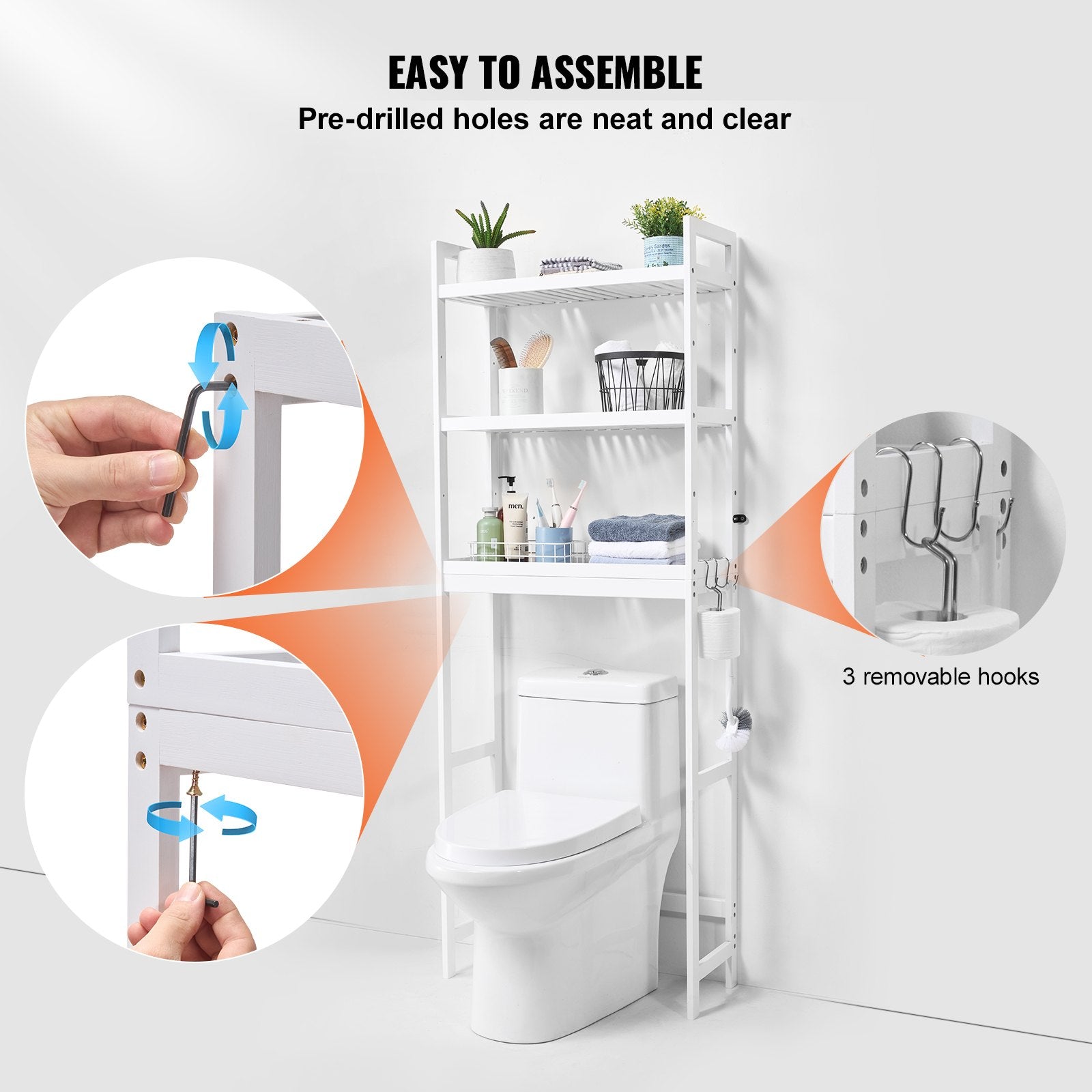 Over The Toilet Storage 3-Tier Bathroom Shelf Rack Space Saver Organizer