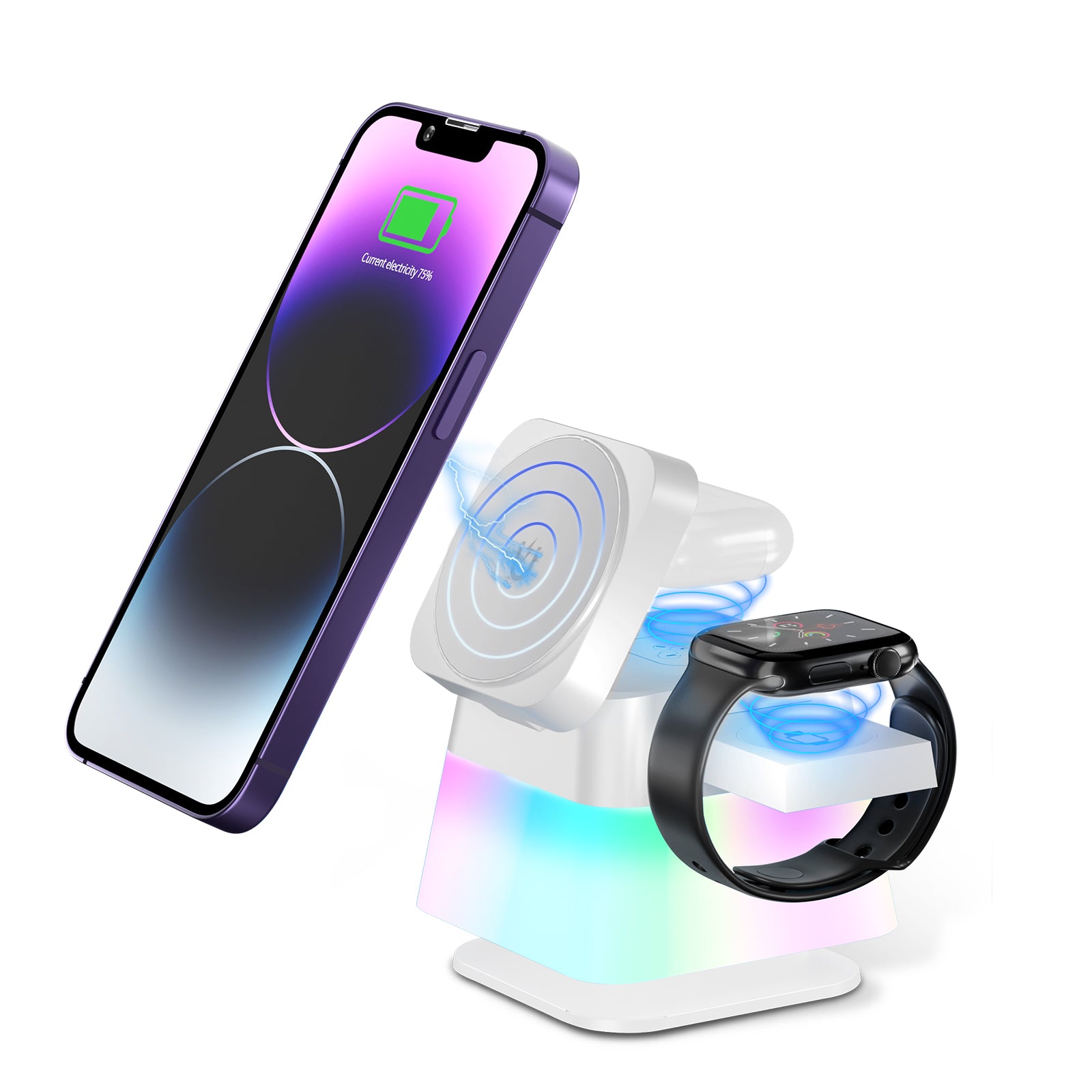 4-in-1 Magnetic Wireless Charging Station with RGB Night Light & Foldable Design