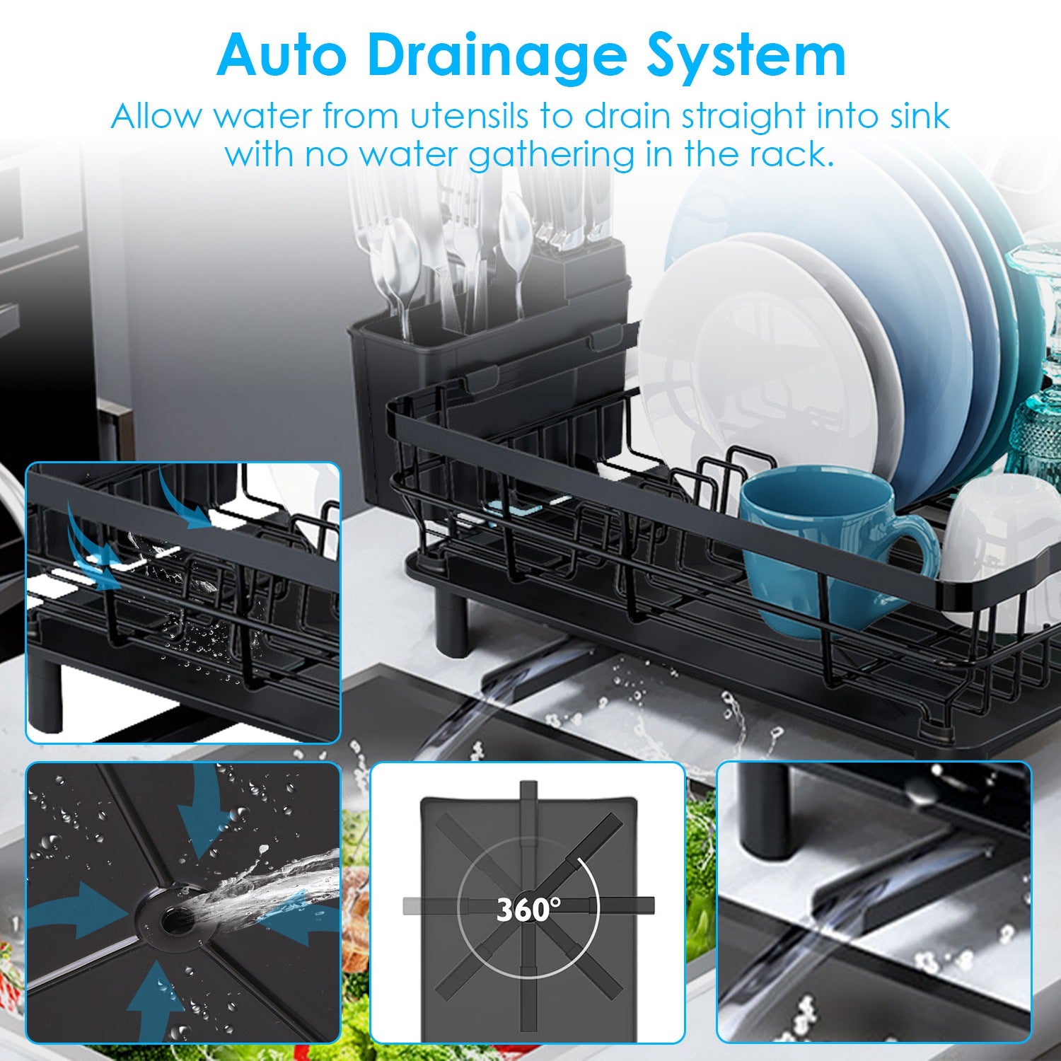 1Pc Dish Drying Rack Drain Board Utensil Holder Organizer Drainer Tableware Organizer Kitchen Countertop Storage Shelf