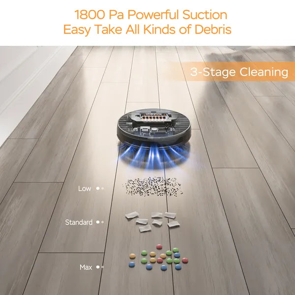 Geek Smart Robot Vacuum Cleaner G6;  Ultra-Thin;  1800Pa Strong Suction;  Automatic Self-Charging;  App Control;  Custom Cleaning;  Great For Hard Floors To Carpets