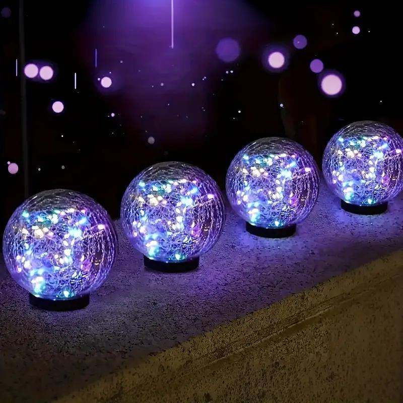 Solar Powered Outdoor Shatterproof High-quality Glass Ball Light With Ground Stakes. Automatic On Off Sensor. Warm, Soft Light Illuminates Patios, Terraces, And Lawns. Suitable For Weddings And Hallow