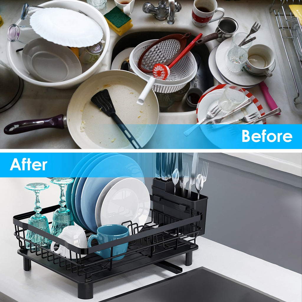 1Pc Dish Drying Rack Drain Board Utensil Holder Organizer Drainer Tableware Organizer Kitchen Countertop Storage Shelf